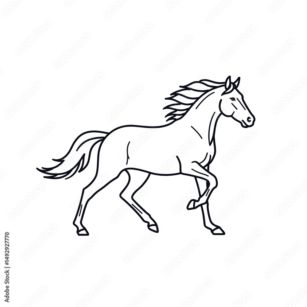 Minimalist horse illustrations with flowing manes. Minimalist horse illustrations with flowing manes.