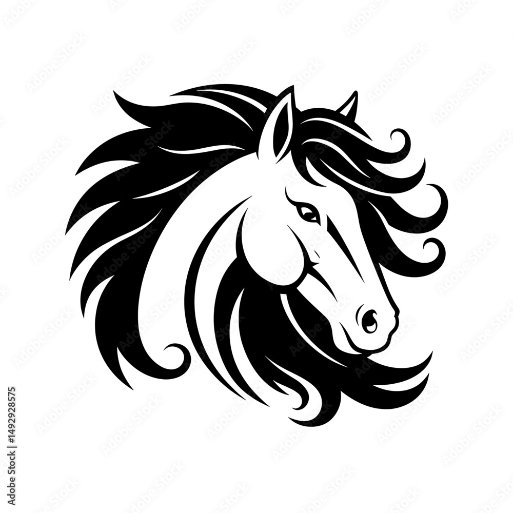 Minimalist horse illustrations with flowing manes.