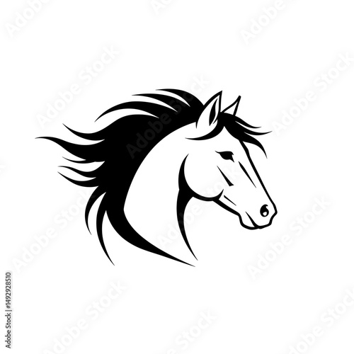 Stylized horse head logos in black and green. photo