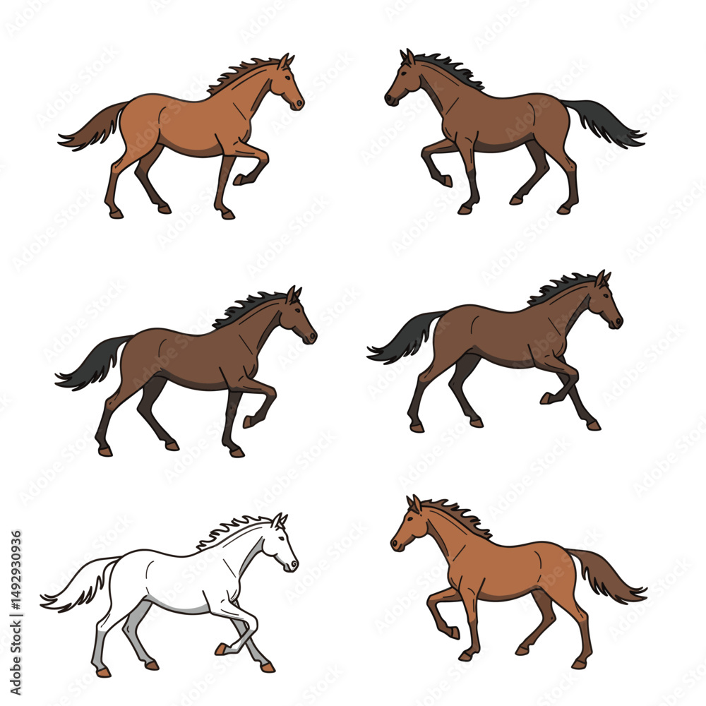 Obraz premium Varied horse head designs featuring bold lines.