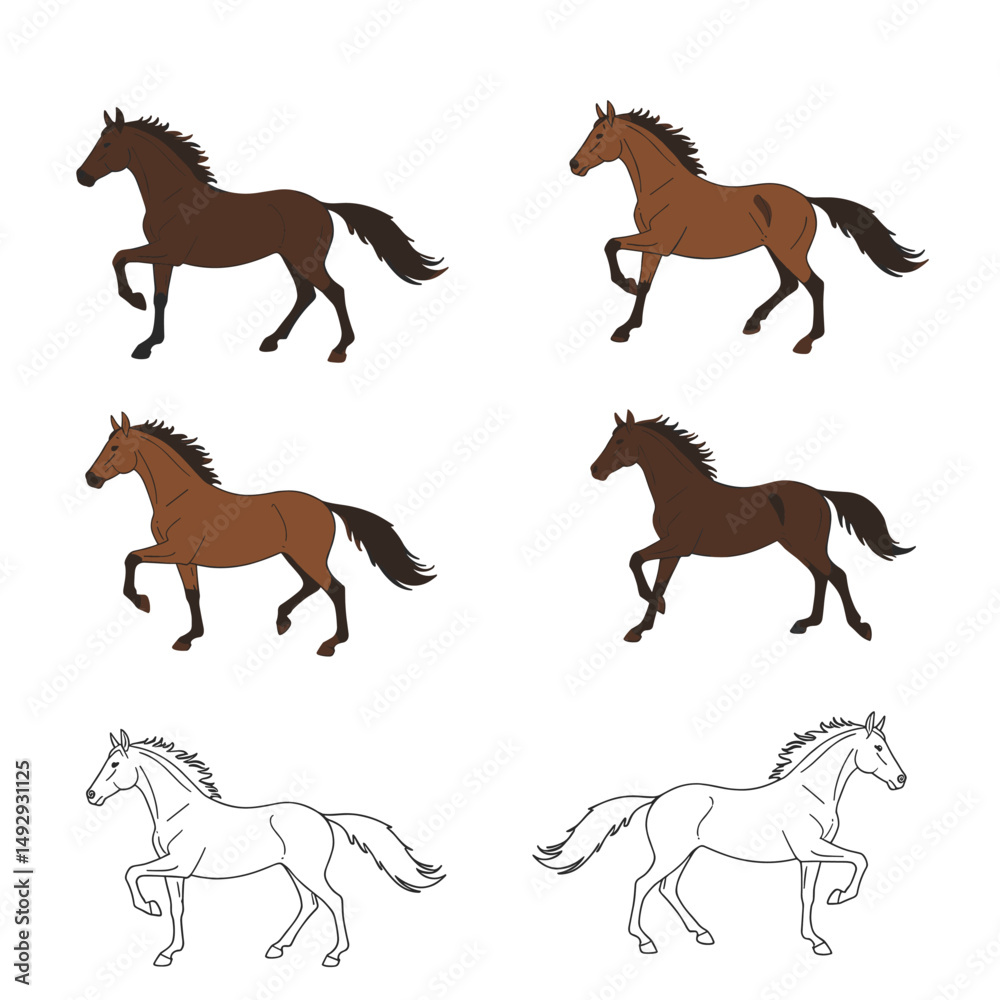 Obraz premium Varied horse head designs featuring bold lines.