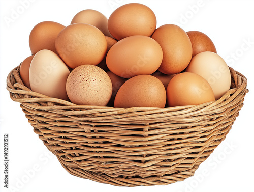 Wallpaper Mural 
A basket of brown eggs isolated on a white background, PNG file with a transparent background for easy cut-out. Torontodigital.ca