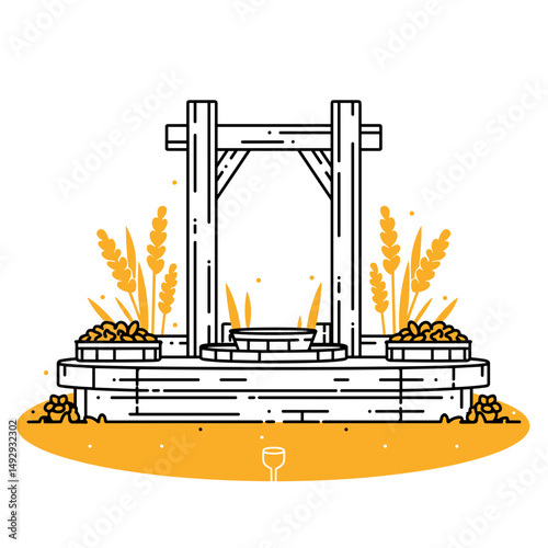 Well Illustration: A minimalist illustration of a well. capturing a symbol of depth.