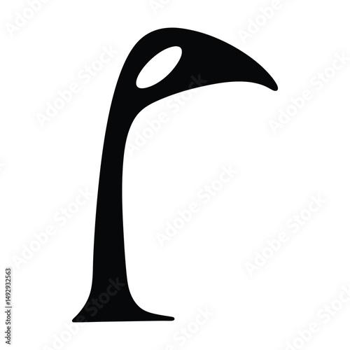 Abstract black shape on white background resembling a stylized floor lamp