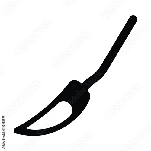 Black silhouette of a spatula cooking tool with a hole in the blade