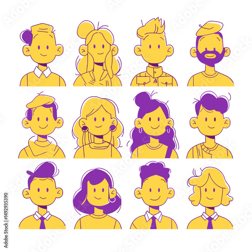 Diverse Portrait Collection: A vibrant assortment of illustrated portraits featuring various characters, showcasing individuality and expression. 