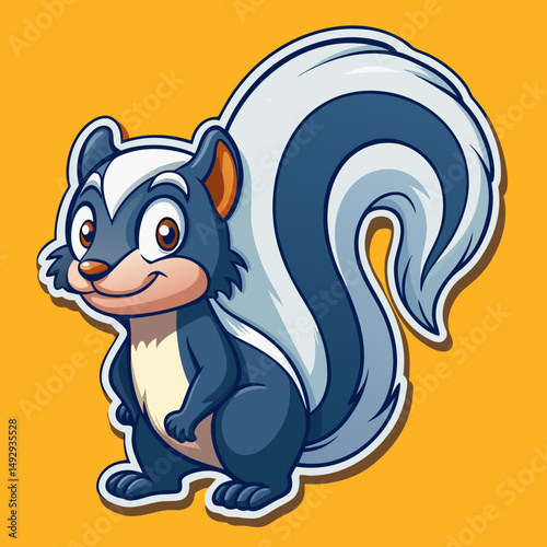 cartoon, animal, cat, illustration, vector, character, pet, funny, cute, mammal, baby, smile, drawing, art, clip art, tail, fun, comic, monster, kitten, design, happy, kitty, nature , skunk