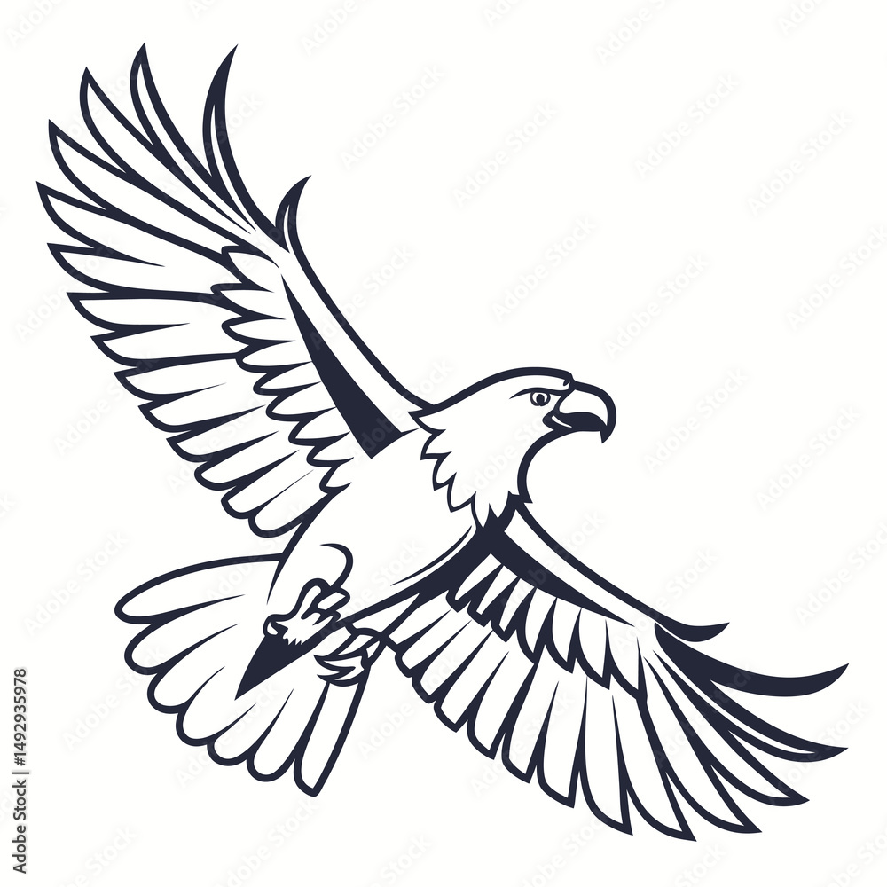 Obraz premium Majestic Eagle in Flight A Bold Line Art Vector Illustration Design
