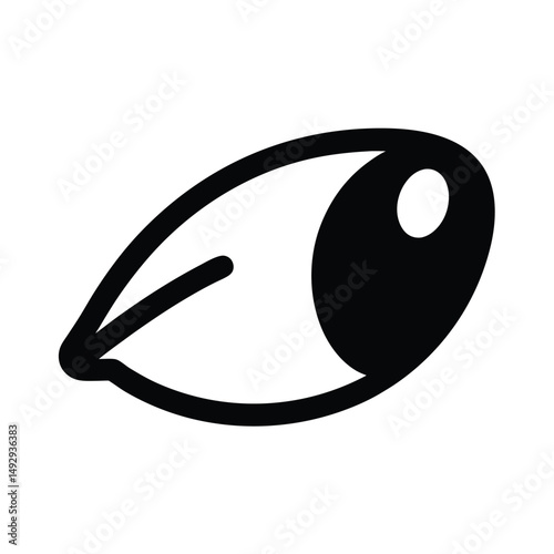 Minimalistic stylized eye in black and white with stylized pupil focus