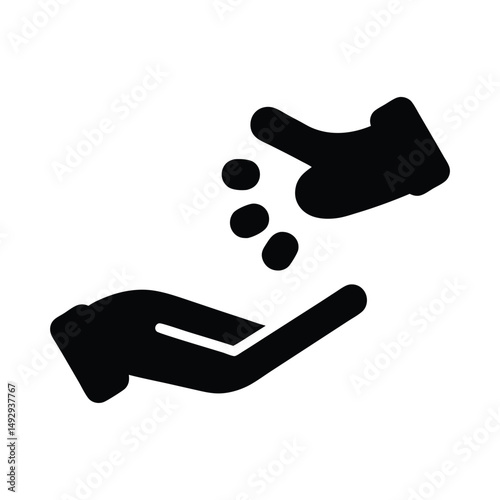 Silhouette of hands exchanging small spherical items represents giving and receiving