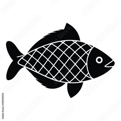 fishmonger element isolated fish netting on white background 