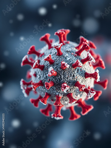 Cold virus closeup with copy space, illness prevention, sickness, winter flu