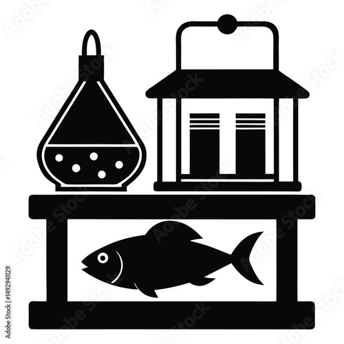 fishmonger element isolated fish tank equipment on white background 