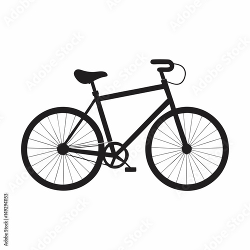 A black and white drawing of a bicycle with a black seat