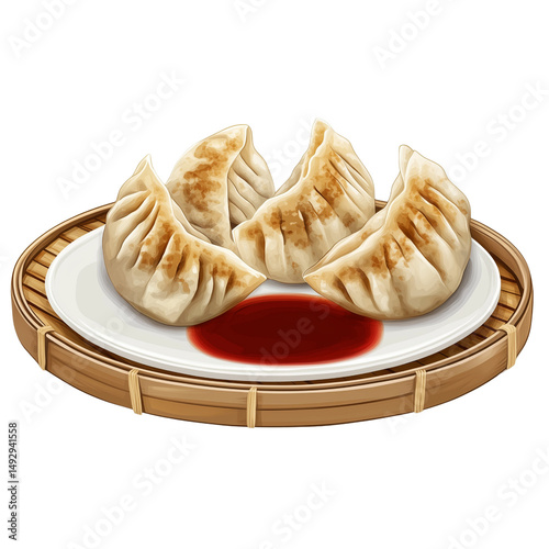 chinese steamed dumplings on transparent png background