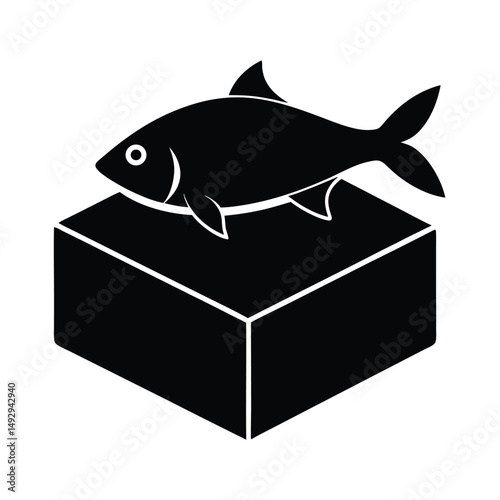 fishmonger element isolated ice block for fish on white background 