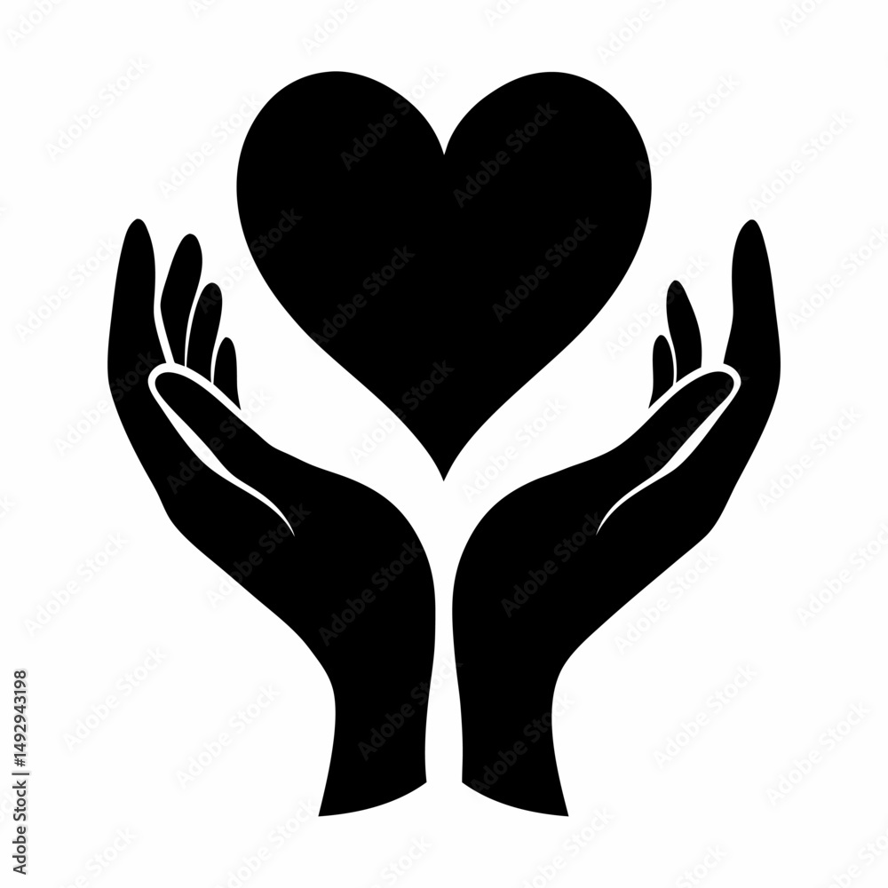 Heart in hand icon vector illustration Heart in hand icon vector illustration
