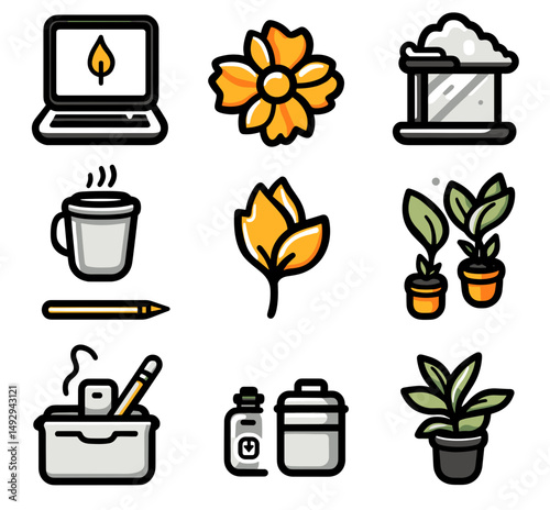 Modern Icons: A collection of contemporary icons, each artfully designed, ready to enhance any project's visual narrative. Showcasing various themes and concepts.