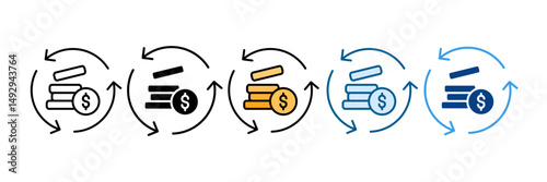 Cash Flow Icon Set Multiple Style Collection