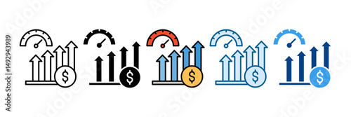 Economic Indicators Icon Set Multiple Style Collection