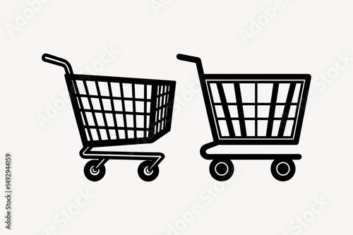 Shopping cart vector silhouette on white background