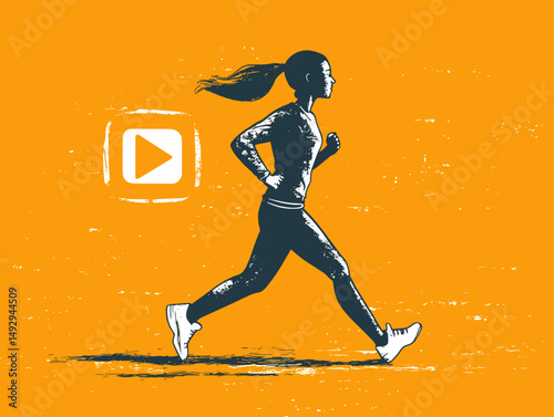 Energetic Run: Capturing the essence of movement, a silhouette of a runner streaks across the frame, symbolizing the energy and spirit of fitness and endurance.