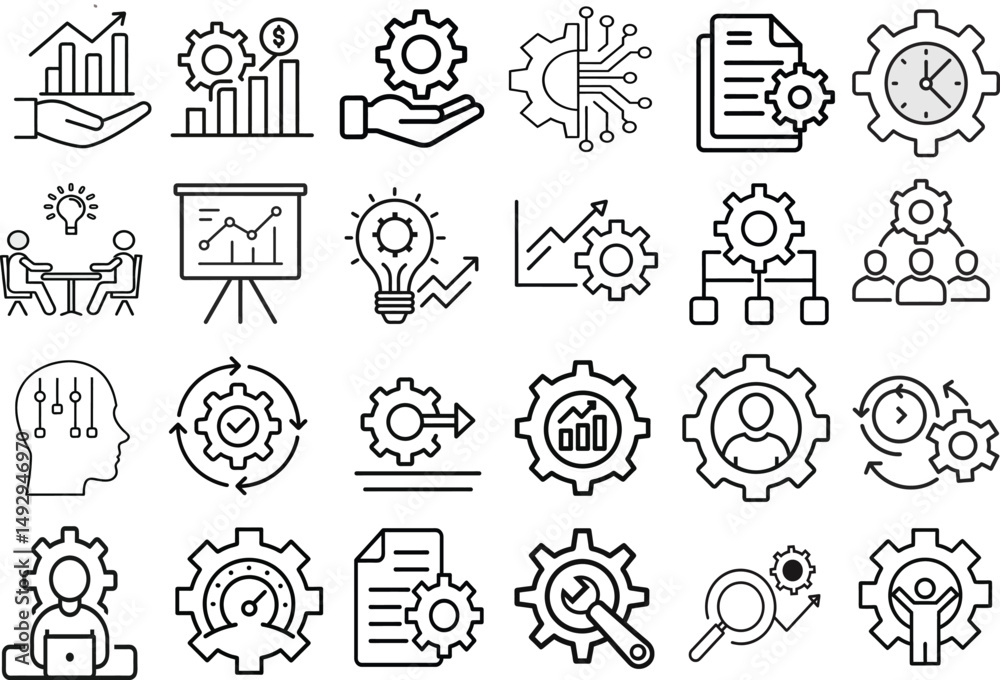 Fototapeta premium 24 optimization icon set vector illustration on transparent background.