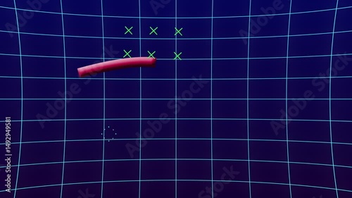 Futuristic Grid Animation with Neon Lines and Glowing Shapes. Perfect for motion backgrounds, digital art themes, and sci-fi inspired visuals.