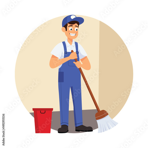 Male freelancer doing work  Vector illustration. EPS 10 file