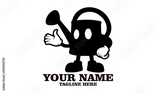 Cheerful watering can mascot character waving vector illustration. Watering can illustration for gardening and plant care vector logo design and watering can logo art