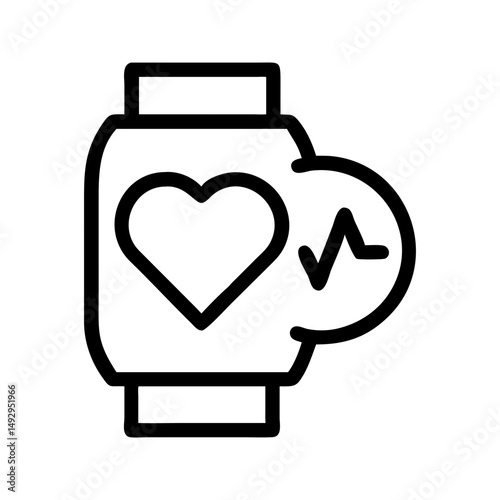 Heart rate monitor fitness icon. Device with heart tracking workout intensity.