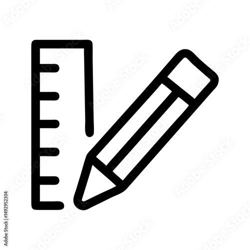 Pencil and ruler design icon. Tools with scale aiding precise drawing tasks.