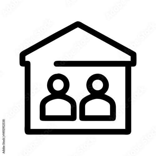 Work from home meeting icon. Screen with team supporting remote collaboration.