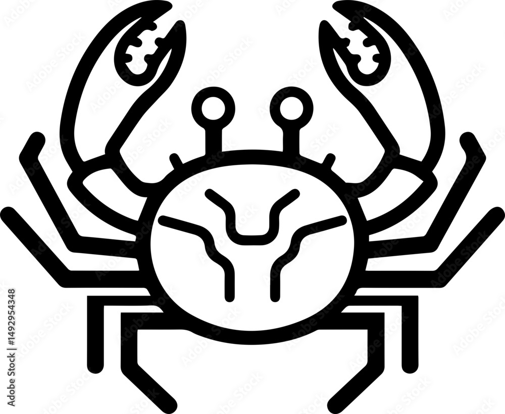 Obraz premium Crab Vector Icon, Minimalist Black and White Sea Animal Silhouette