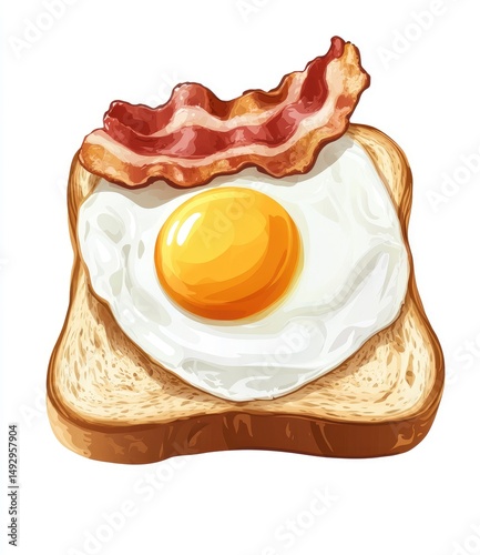 Fried egg and crispy bacon on toast (1)