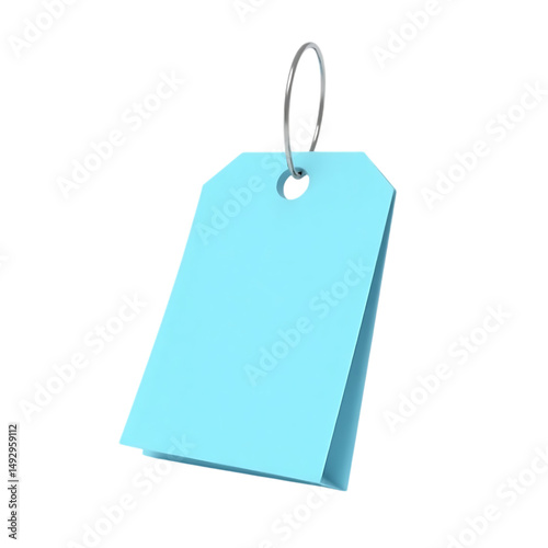 Light Blue Blank Price Tag on Transparent Background