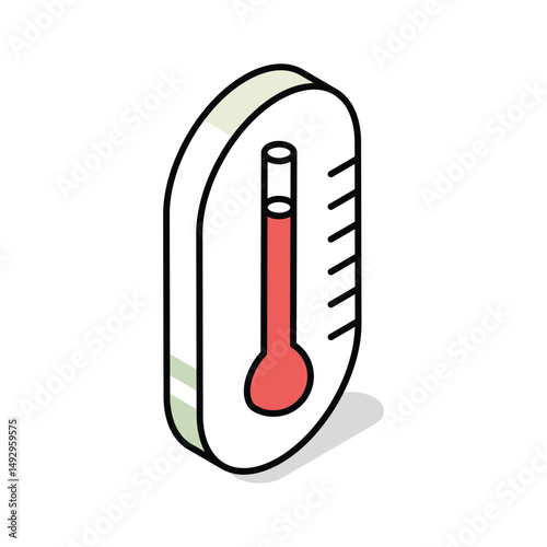 Visually engaging isometric icon of temperature check