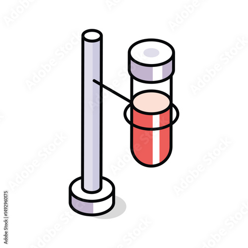 A modern isometric icon of lab retort stand