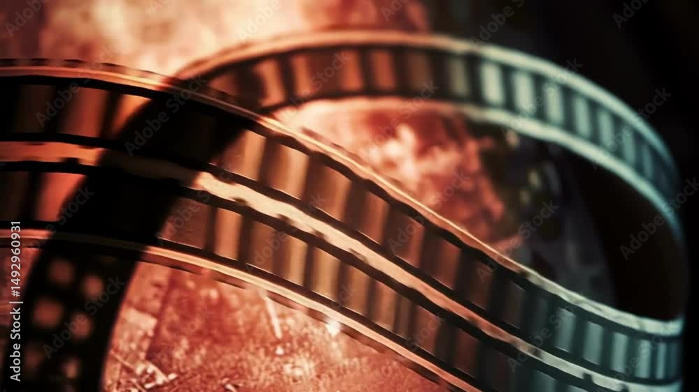 film reel against orange background with dramatic lighting suggesting cinema and storytelling