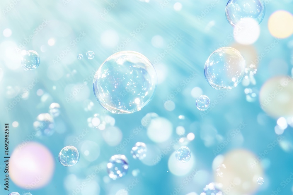 Floating soap bubbles on a blue background for graphic design and wallpaper use cases Floating soap bubbles on a blue background for graphic design and wallpaper use cases