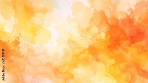 Wallpaper Mural オレンジ色の水彩背景素材 Torontodigital.ca