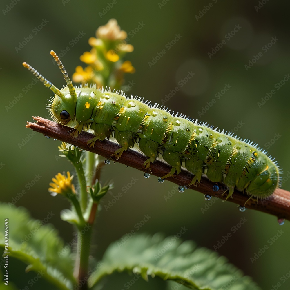 Naklejka premium caterpillar on a leaf