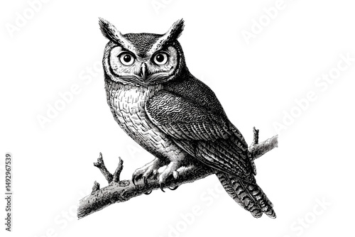 Vintage Owl Engraving, Monochrome Line Art Bird, Hand-Drawn Wildlife Illustration, Rustic Fauna Sketch, Old Etching Style Animal Print, Forest Bird Wall Art, Nature Drawing, Trendy Decor