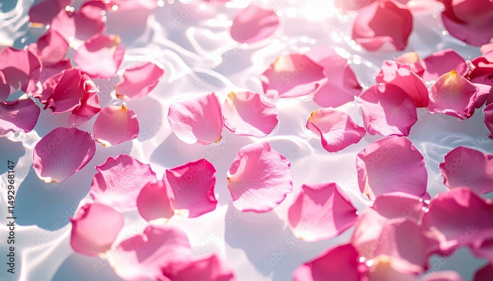 Obraz premium Pink Rose Petals Floating in Water