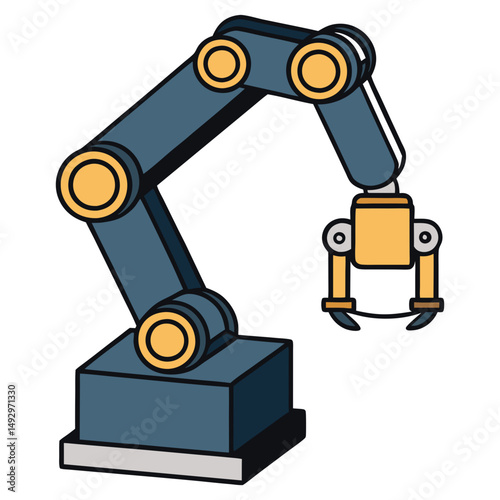 Industrial Robotic Arm Holding Power Plug Vector Illustration for Technology and Automation Concepts