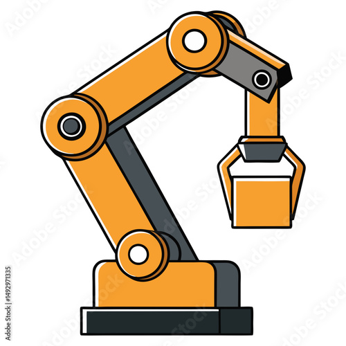Industrial Robotic Arm Holding Power Plug Vector Illustration for Technology and Automation Concepts