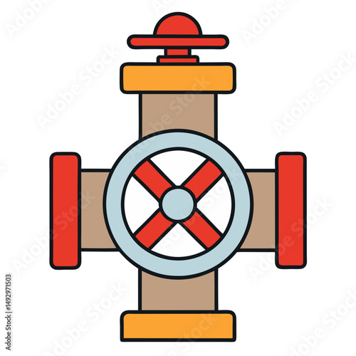 Industrial Pipeline Valve Connector with Control Wheel and Pipe Connections for Fluid or Gas Flow Management