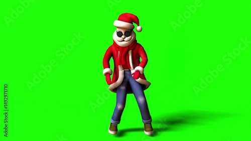 Dancing Santa on removable green screen.