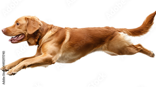 Golden Retriever Running Isolated on PNG Transparent Background, Pet Action