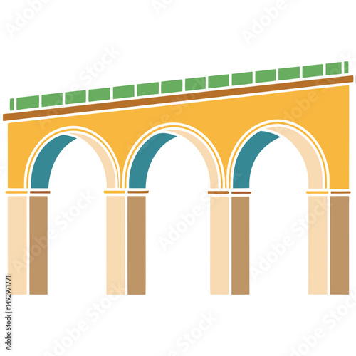 Classical Viaduct Bridge Vector Illustration for Architecture and Infrastructure Design Projects